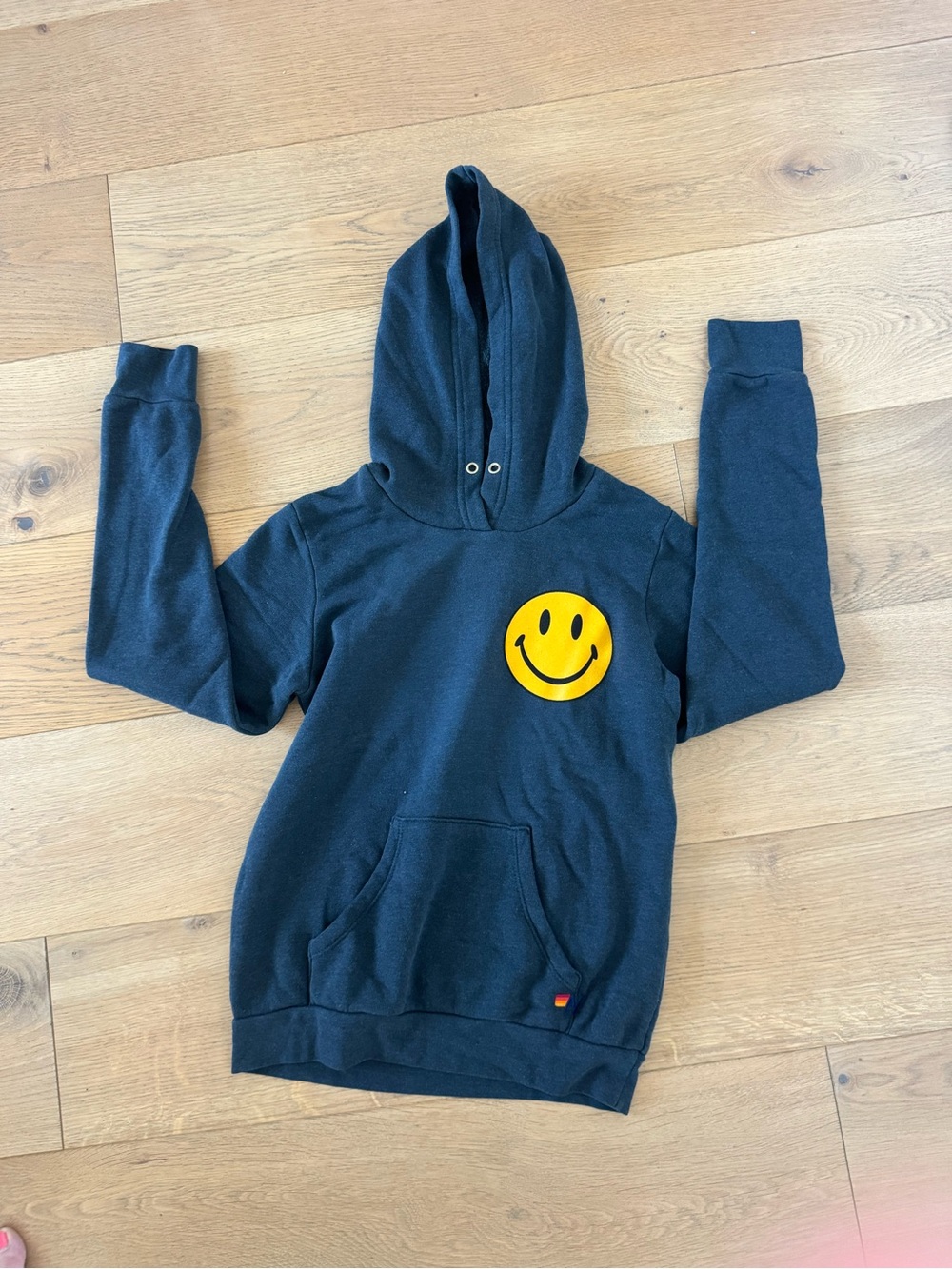 Aviator Nation Dark Gray Hoodie with Yellow Smiley NWT